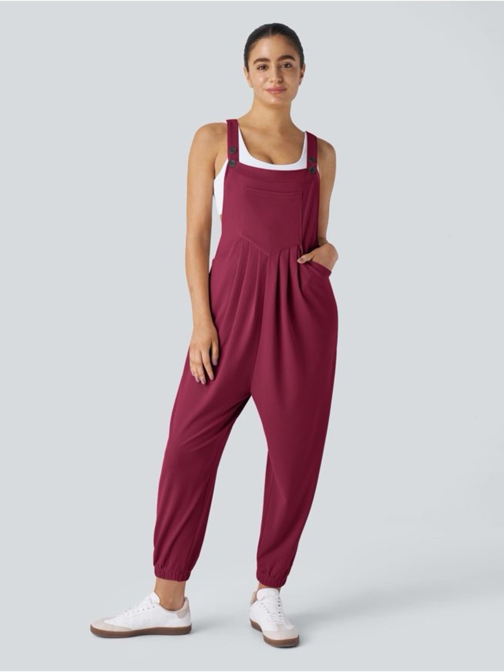 HALARA Pockets Waffle Casual Jogger Overalls Large Anemone